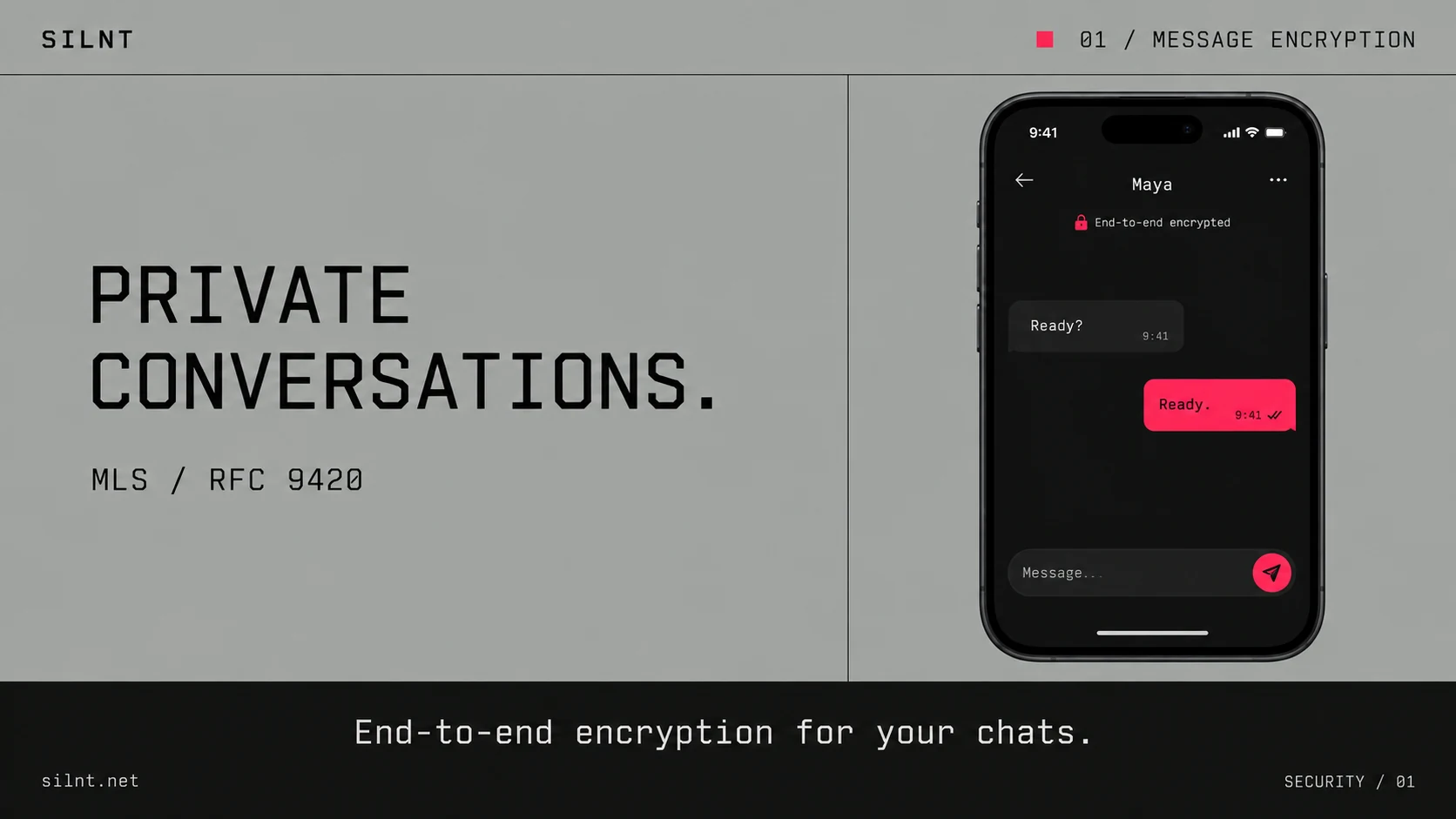 SILNT message encryption illustration explaining MLS and RFC 9420