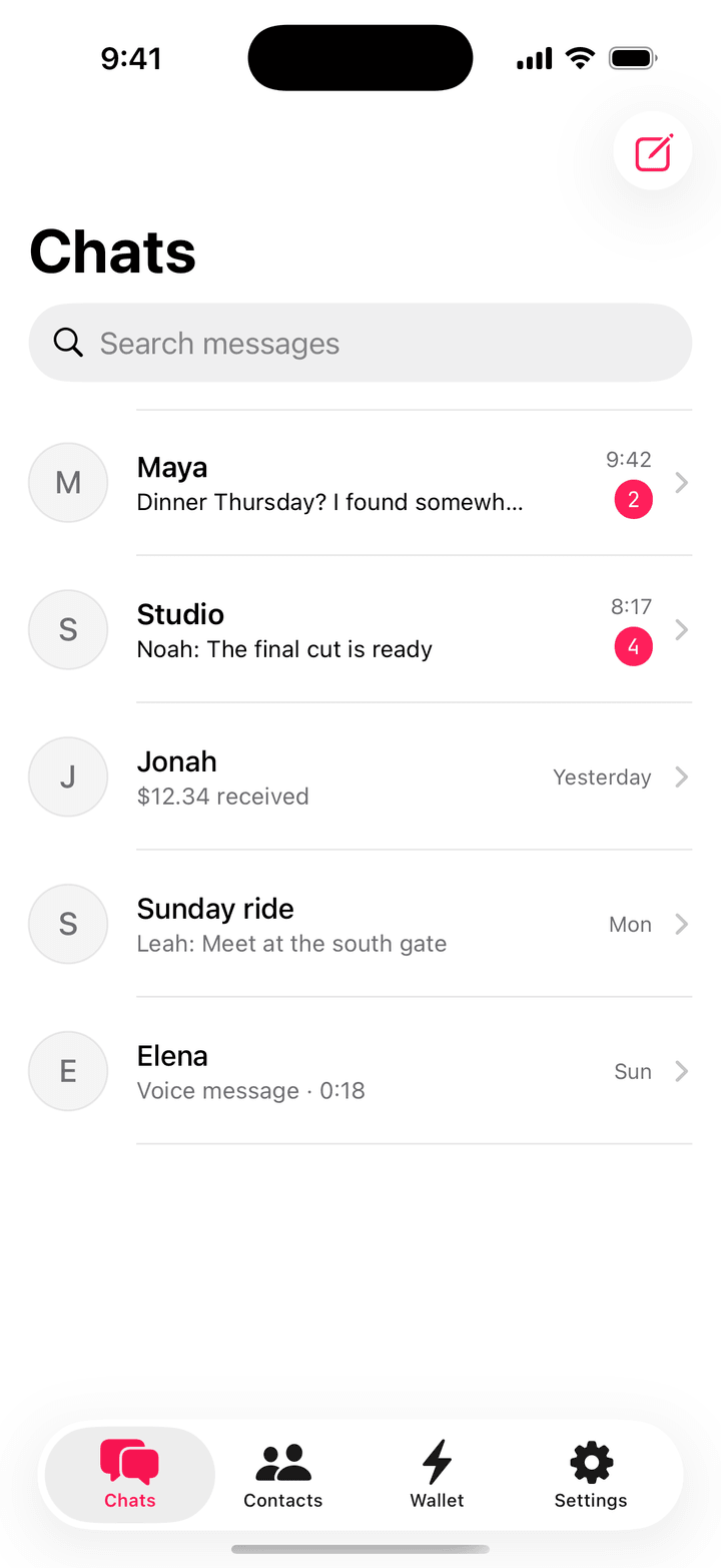 Illustrative SILNT chats screen on iPhone